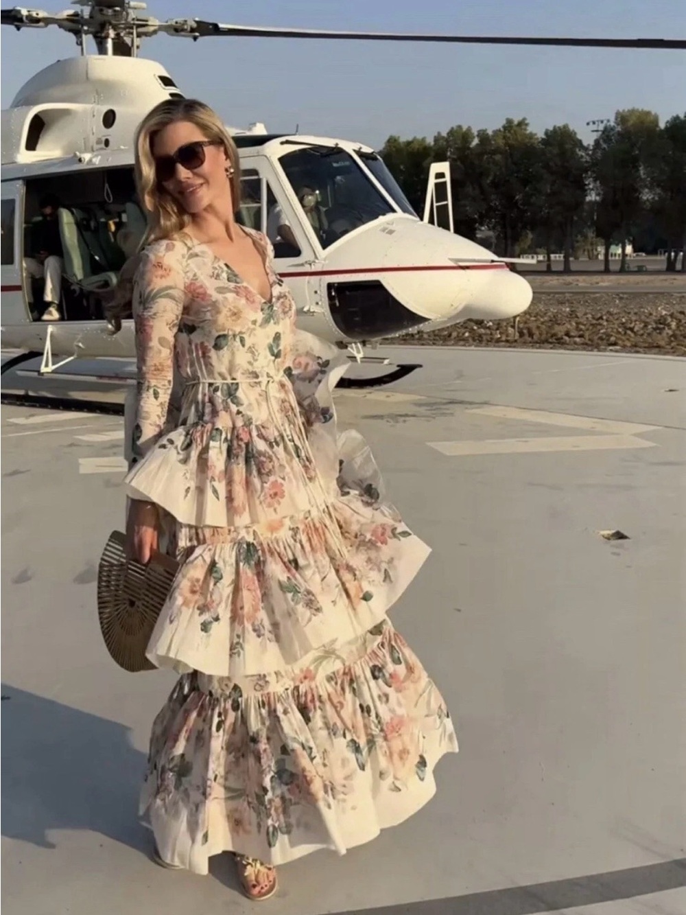 Zimmermann Acacia Tiered Maxi Dress in Cream Multi Floral